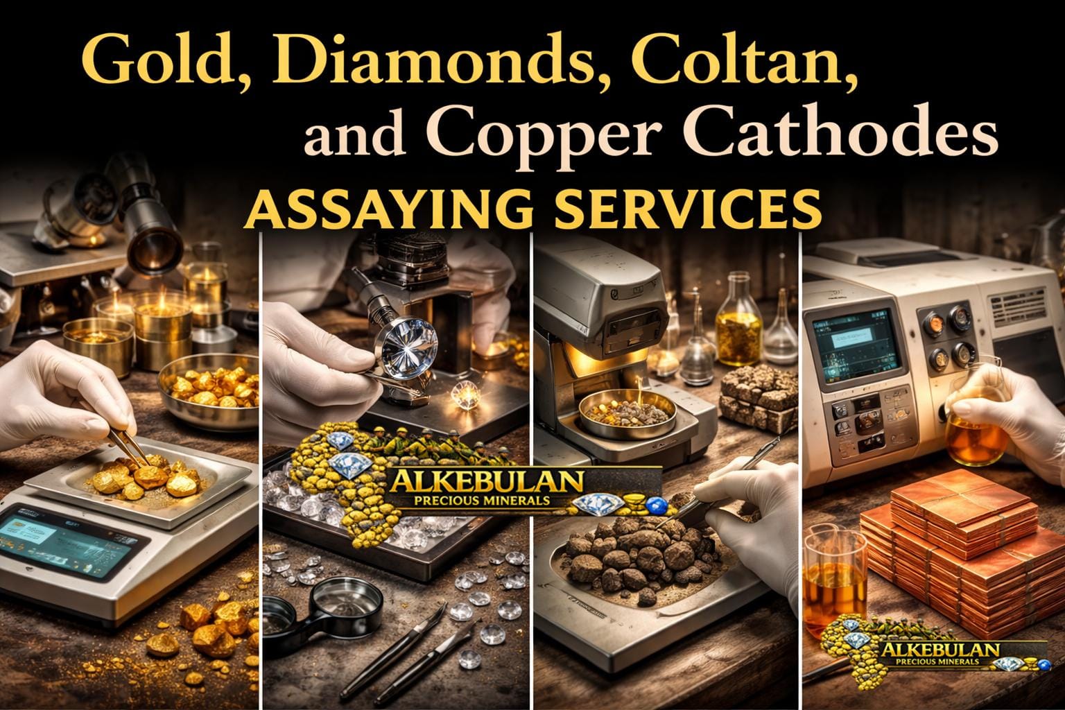 Gold, Diamonds, Coltan, and Copper Cathodes Assaying Services
