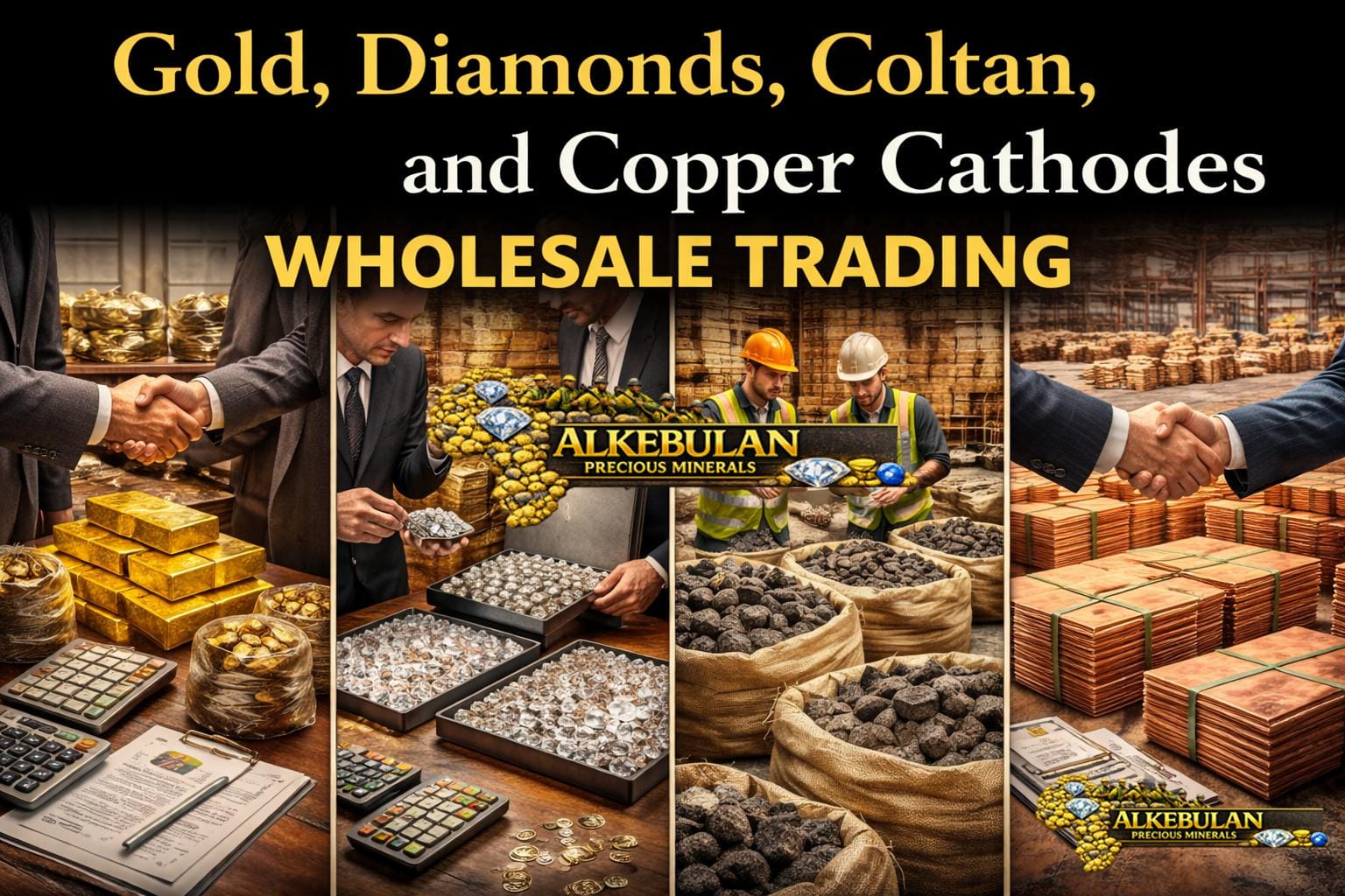 Gold, Diamonds, Coltan, and Copper Cathodes Wholesale Trading